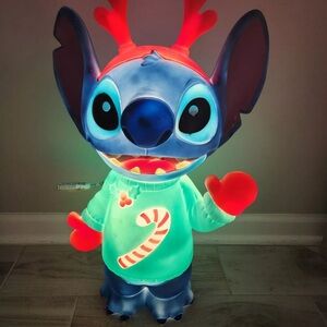 Gemmy Disney Lilo & Stitch 27” LED Blow Mold Christmas Antlers Sweater w/ bonus